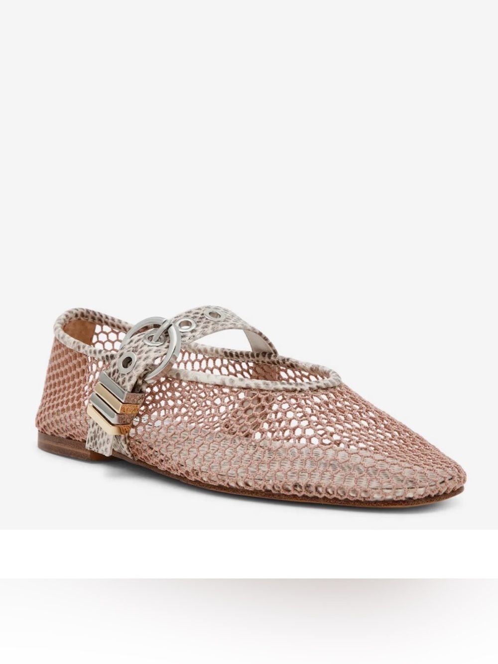 Steve Madden Woven Mesh Mary Jane Ballet Flat - Rose Gold size 8